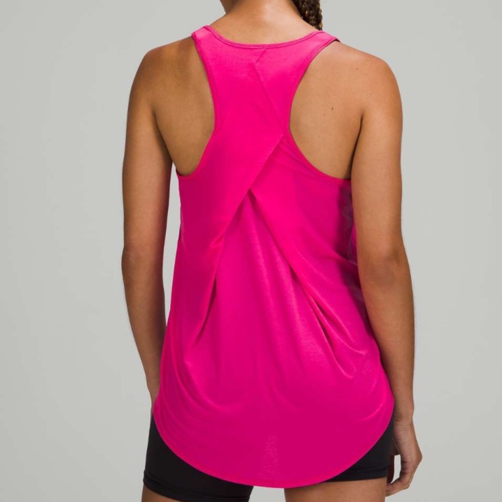 Lululemon Athletica Pink Pleated Sleeveless Tank Top SIZE 6 TWO BLACK AND PINK - Picture 2 of 4
